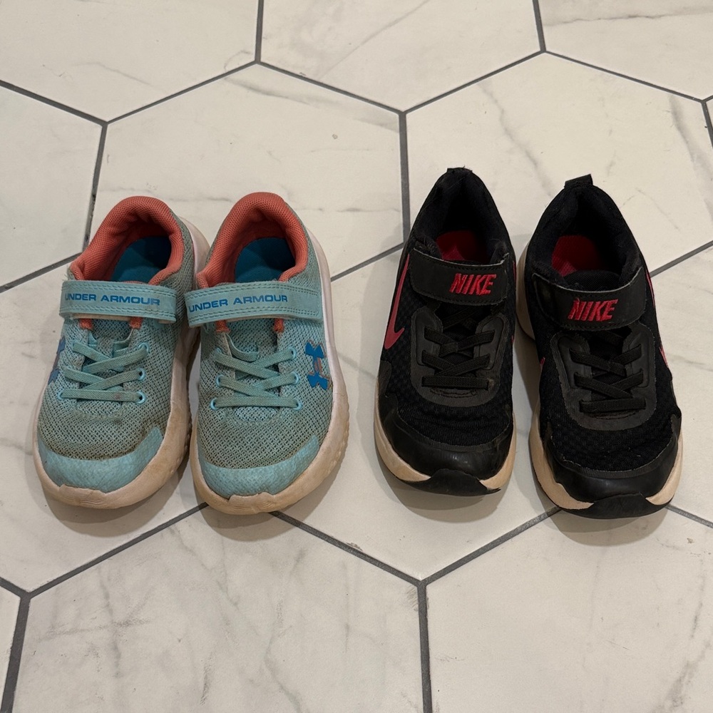Under Armour Teal 12.5 T  and Red Kids Nike Sneakers 13 T